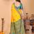 Yellow silk blend woven zari work saree with blouse