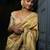 Gold silk blend woven zari work saree with blouse