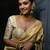 Gold silk blend woven zari work saree with blouse