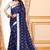 Blue chanderi printed zari work saree with blouse