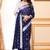 Blue chanderi printed zari work saree with blouse