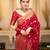 Red silk blend woven zari work saree with blouse