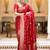Red silk blend woven zari work saree with blouse