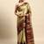 Beige blended cotton woven zari work saree with blouse