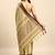 Beige blended cotton woven zari work saree with blouse