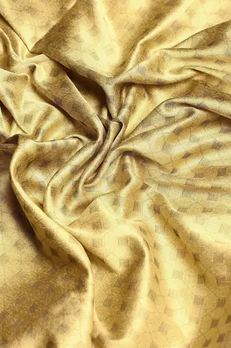 Beige blended cotton woven zari work saree with blouse