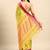 Yellow blended cotton woven zari work saree with blouse