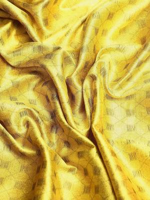 Yellow blended cotton woven zari work saree with blouse 5