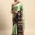 Dark green blended cotton woven zari work saree with blouse