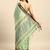 Dark green blended cotton woven zari work saree with blouse