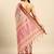 Pink blended cotton woven zari work saree with blouse