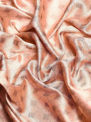 Pink blended cotton woven zari work saree with blouse 5