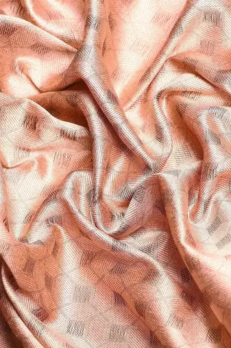 Pink blended cotton woven zari work saree with blouse