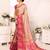Pink blended cotton printed zari work saree with blouse