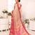 Pink blended cotton printed zari work saree with blouse
