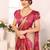 Pink blended cotton printed zari work saree with blouse