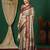 Beige blended cotton woven zari work saree with blouse