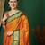 Orange blended cotton woven zari work saree with blouse
