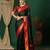 Green blended cotton woven zari work saree with blouse