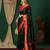 Green blended cotton woven zari work saree with blouse