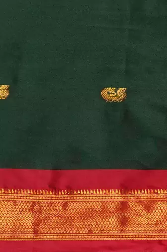 Green blended cotton woven zari work saree with blouse