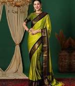 Multicolor blended cotton woven zari work saree with blouse