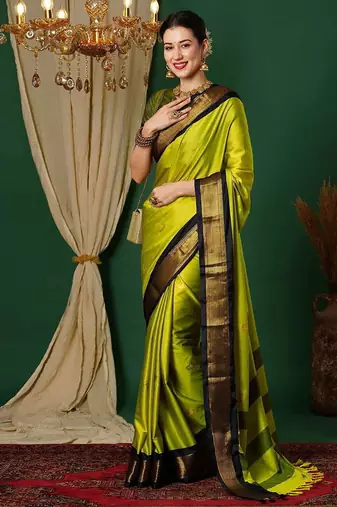 Multicolor blended cotton woven zari work saree with blouse