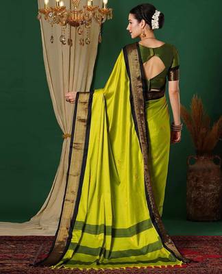 Multicolor blended cotton woven zari work saree with blouse 4