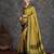 Mustard blended cotton woven zari work saree with blouse