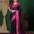 Dark blue blended cotton woven zari work saree with blouse
