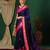 Dark blue blended cotton woven zari work saree with blouse