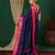 Dark blue blended cotton woven zari work saree with blouse