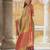 Beige blended cotton woven zari work saree with blouse