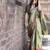 Green blended cotton woven zari work saree with blouse