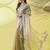 Beige chiffon woven zari work saree with blouse