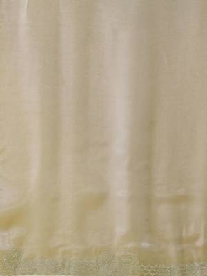 Beige chiffon woven zari work saree with blouse 5