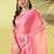 Pink chiffon woven zari work saree with blouse