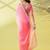 Pink chiffon woven zari work saree with blouse