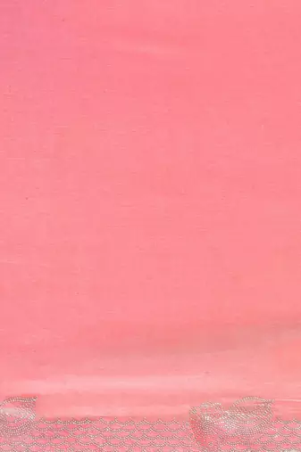 Pink chiffon woven zari work saree with blouse