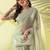 Dark green chiffon woven zari work saree with blouse