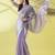 Purple chiffon woven zari work saree with blouse