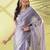 Purple chiffon woven zari work saree with blouse