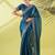 Dark blue organza woven zari work saree with blouse