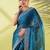 Dark blue organza woven zari work saree with blouse