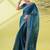 Dark blue organza woven zari work saree with blouse