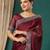 Maroon organza woven zari work saree with blouse