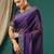 Purple organza woven zari work saree with blouse
