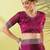 Magenta organza woven zari work saree with blouse