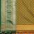 Gold green blended cotton woven zari work saree with blouse
