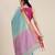 Light blue blended cotton woven zari work saree with blouse